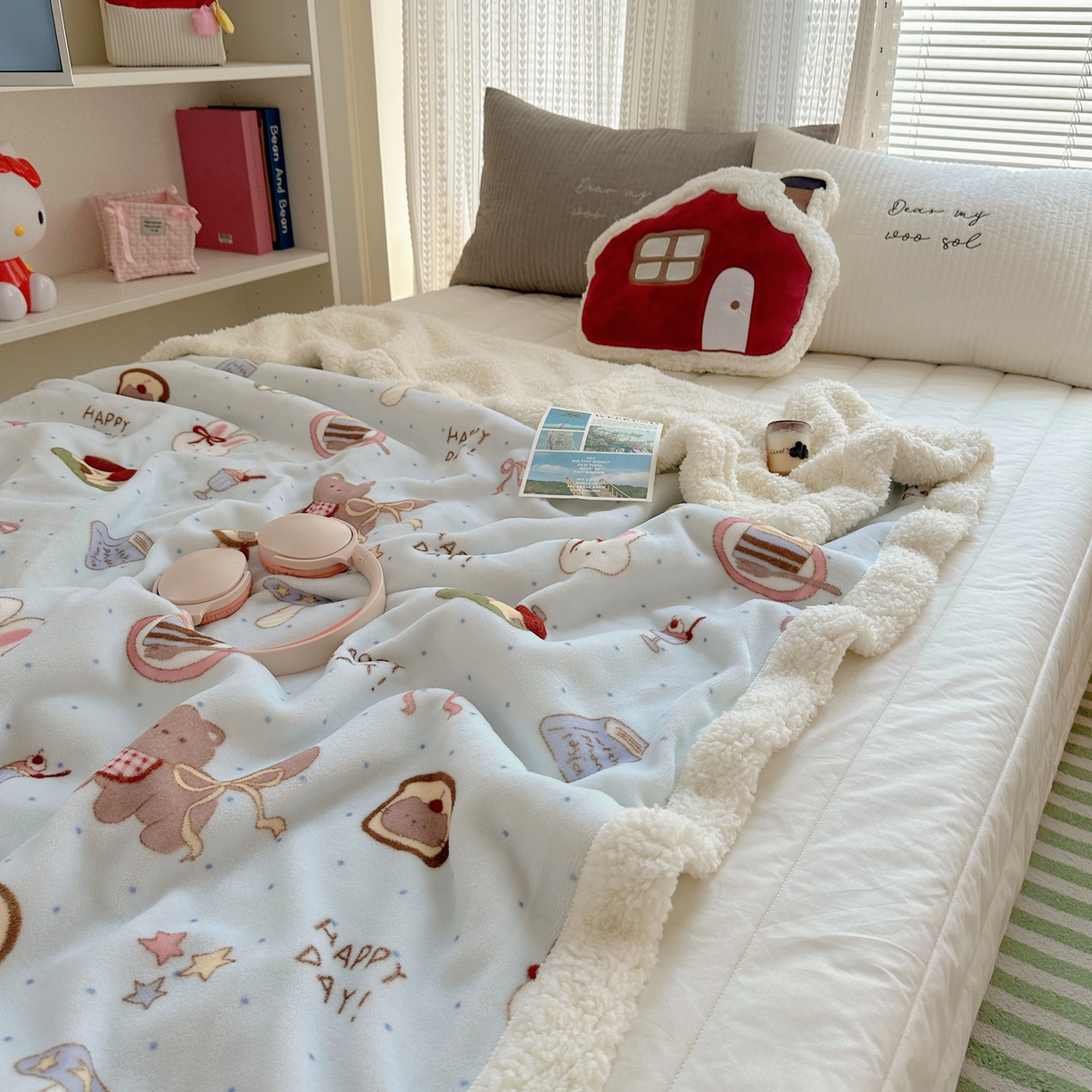 91家纺网 家纺一手货源 找家纺 六巷胡同 2025新款INS卡通A类牛奶绒羊羔绒毛毯毯子 萌趣宠物趴