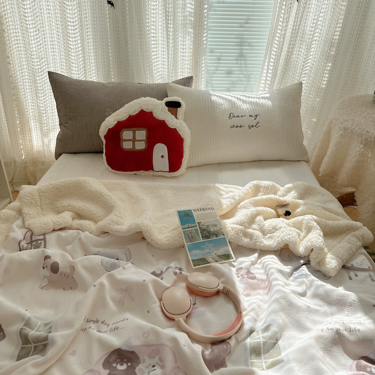 91家纺网 家纺一手货源 找家纺 六巷胡同 2025新款INS卡通A类牛奶绒羊羔绒毛毯毯子 萌象周末趴