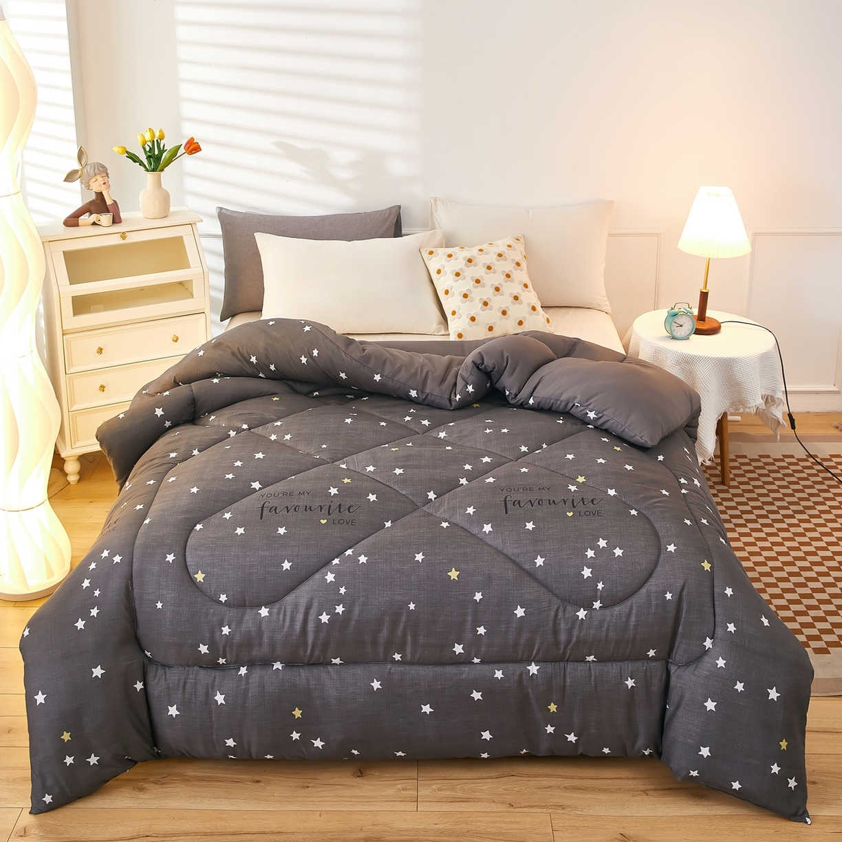 91家纺网 家纺一手货源 找家纺 赢盛家纺 2025新款冬被被芯化纤被水洗棉学生宿舍被子 愿望星空