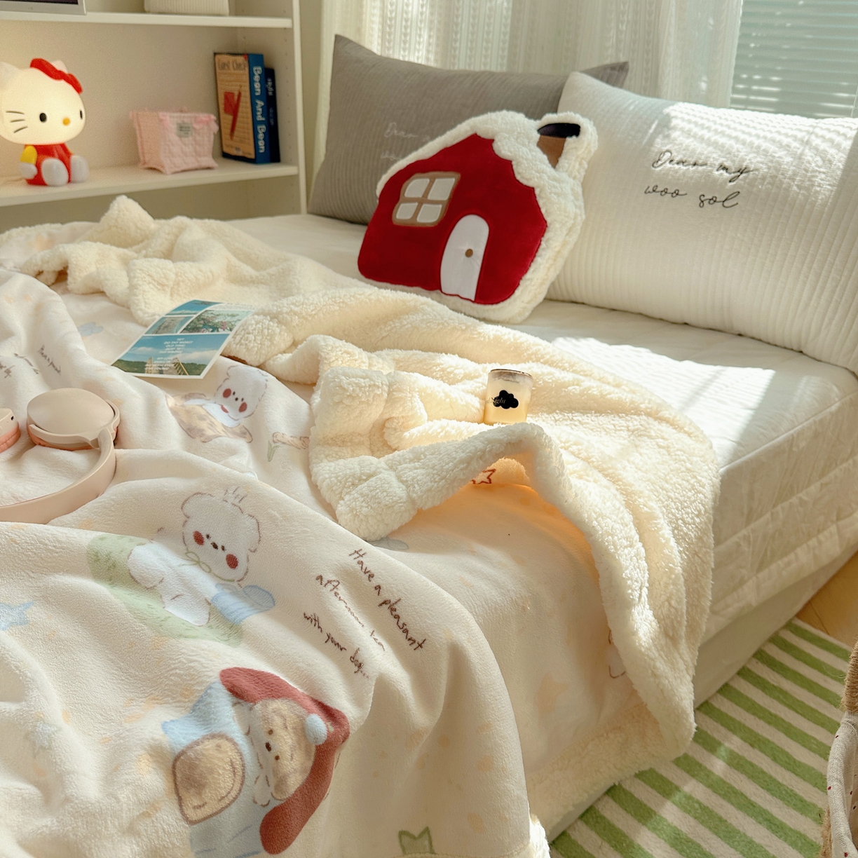 91家纺网 家纺一手货源 找家纺 六巷胡同 2025新款INS卡通A类牛奶绒羊羔绒毛毯毯子 奶萌修狗集