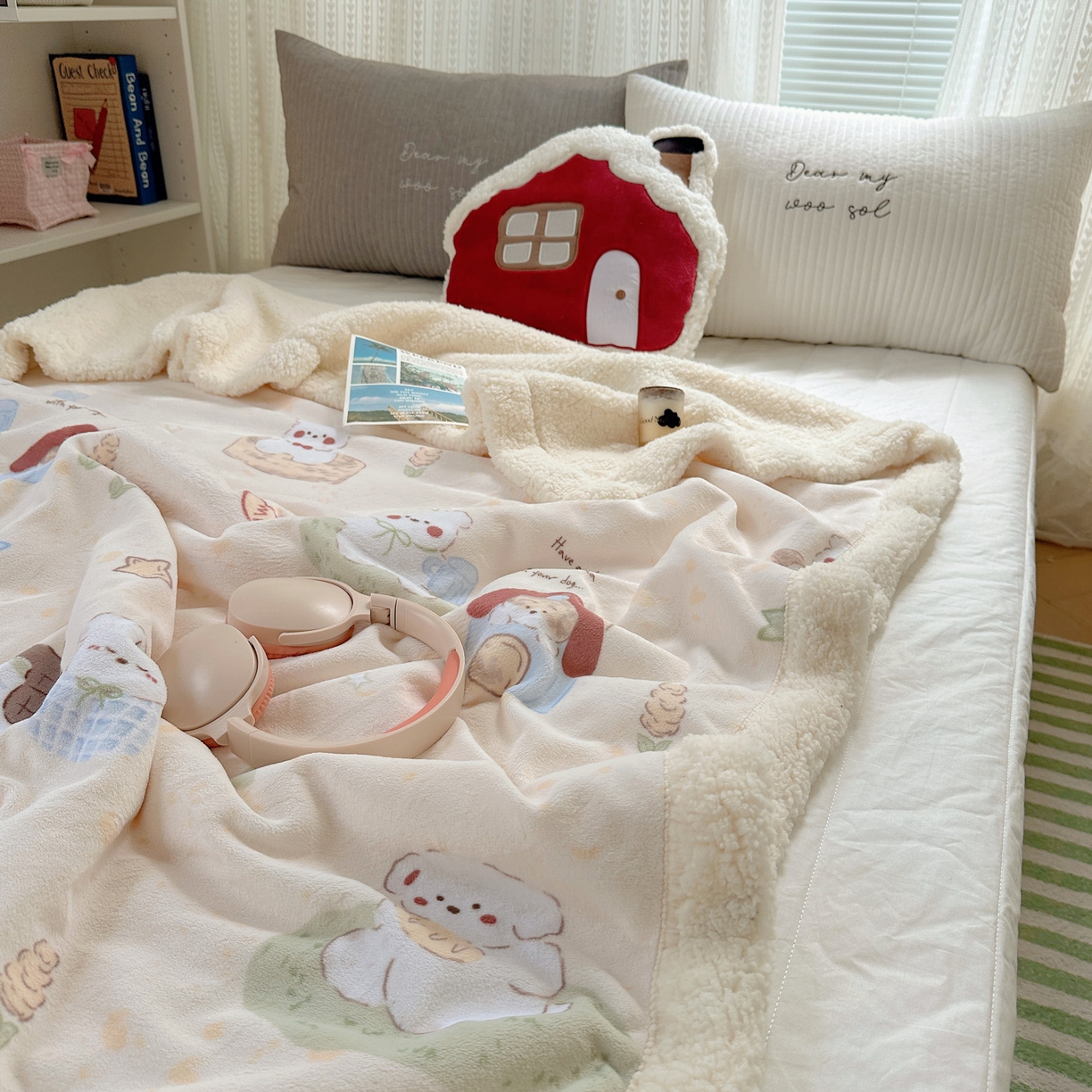 91家纺网 家纺一手货源 找家纺 六巷胡同 2025新款INS卡通A类牛奶绒羊羔绒毛毯毯子 奶萌修狗集