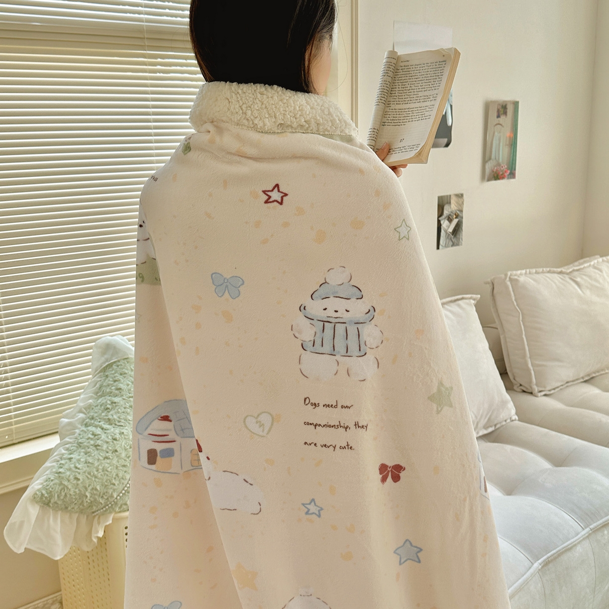 91家纺网 家纺一手货源 找家纺 六巷胡同 2025新款INS卡通A类牛奶绒羊羔绒毛毯毯子 奶萌修狗集