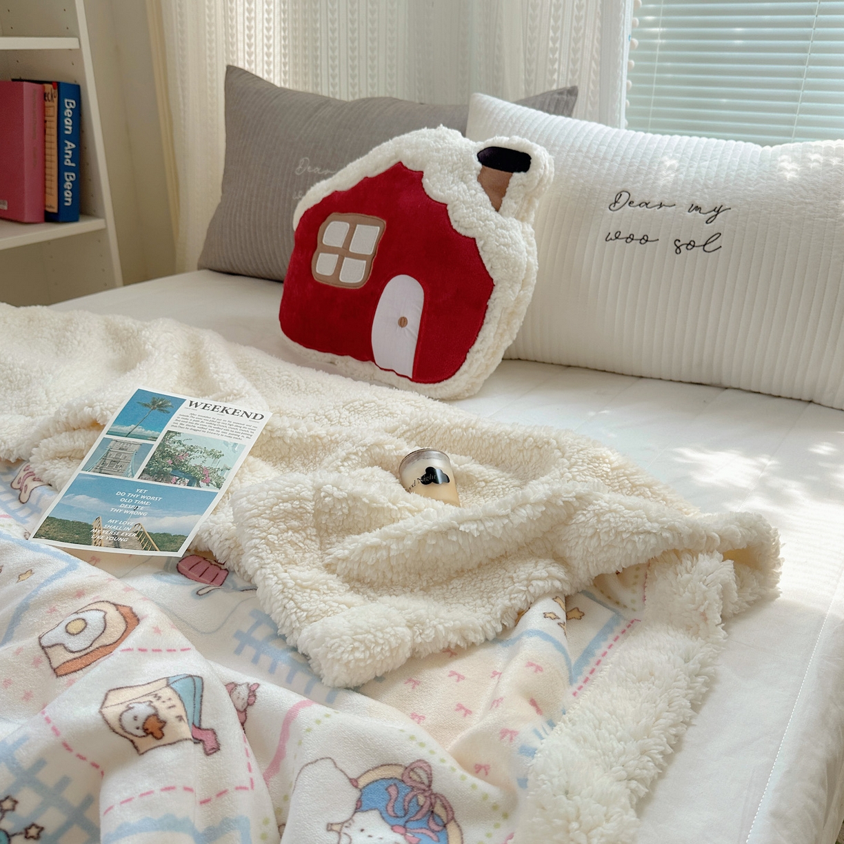 91家纺网 家纺一手货源 找家纺 六巷胡同 2025新款INS卡通A类牛奶绒羊羔绒毛毯毯子 甜点聚会喵