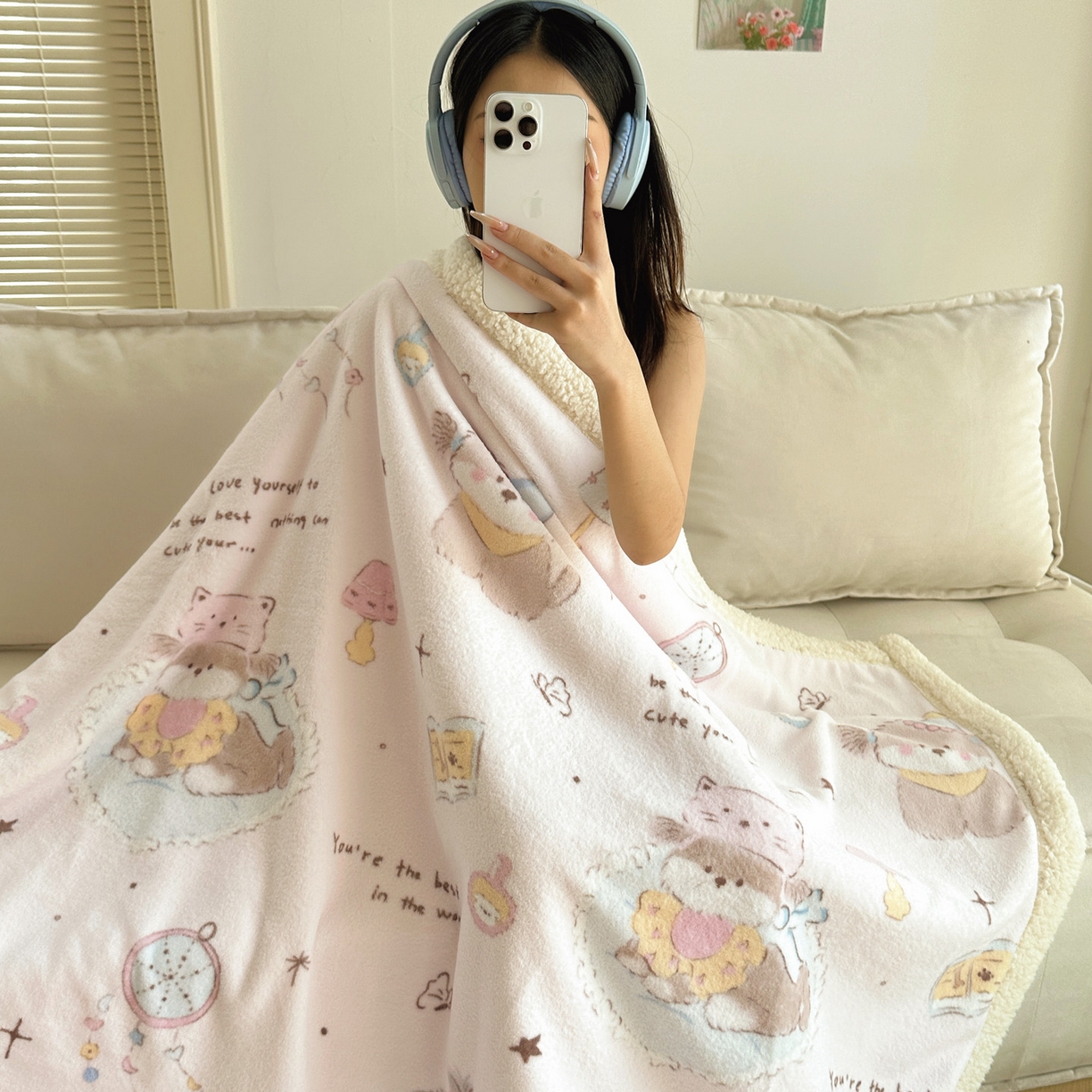 91家纺网 家纺一手货源 找家纺 六巷胡同 2025新款INS卡通A类牛奶绒羊羔绒毛毯毯子 卧室课本犬