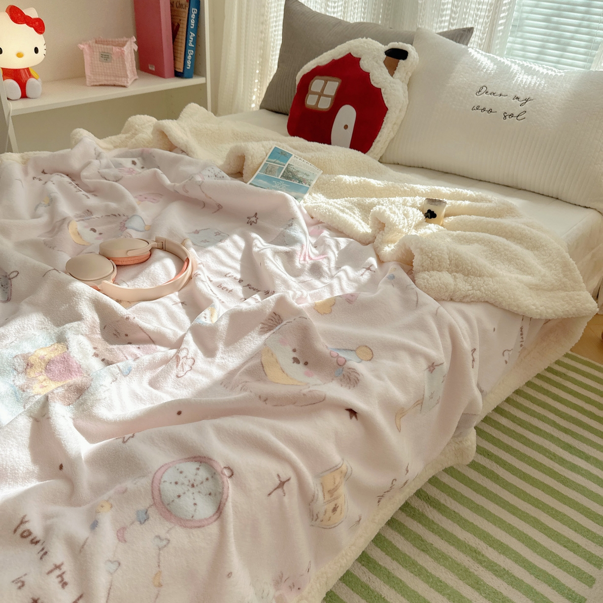 91家纺网 家纺一手货源 找家纺 六巷胡同 2025新款INS卡通A类牛奶绒羊羔绒毛毯毯子 卧室课本犬