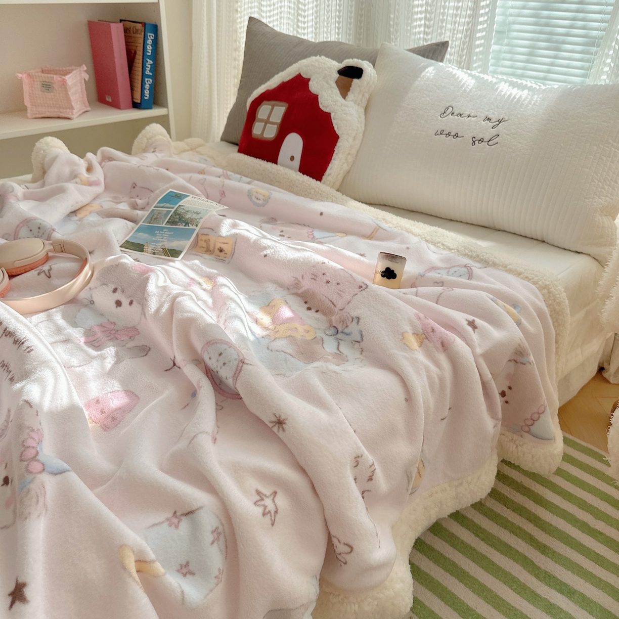 91家纺网 家纺一手货源 找家纺 六巷胡同 2025新款INS卡通A类牛奶绒羊羔绒毛毯毯子 卧室课本犬