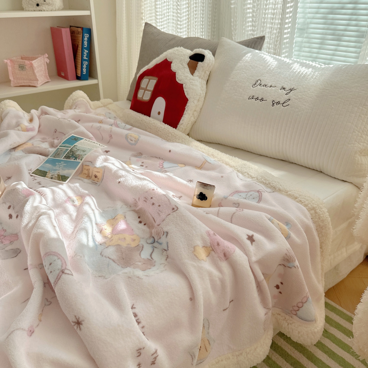 91家纺网 家纺一手货源 找家纺 六巷胡同 2025新款INS卡通A类牛奶绒羊羔绒毛毯毯子 卧室课本犬