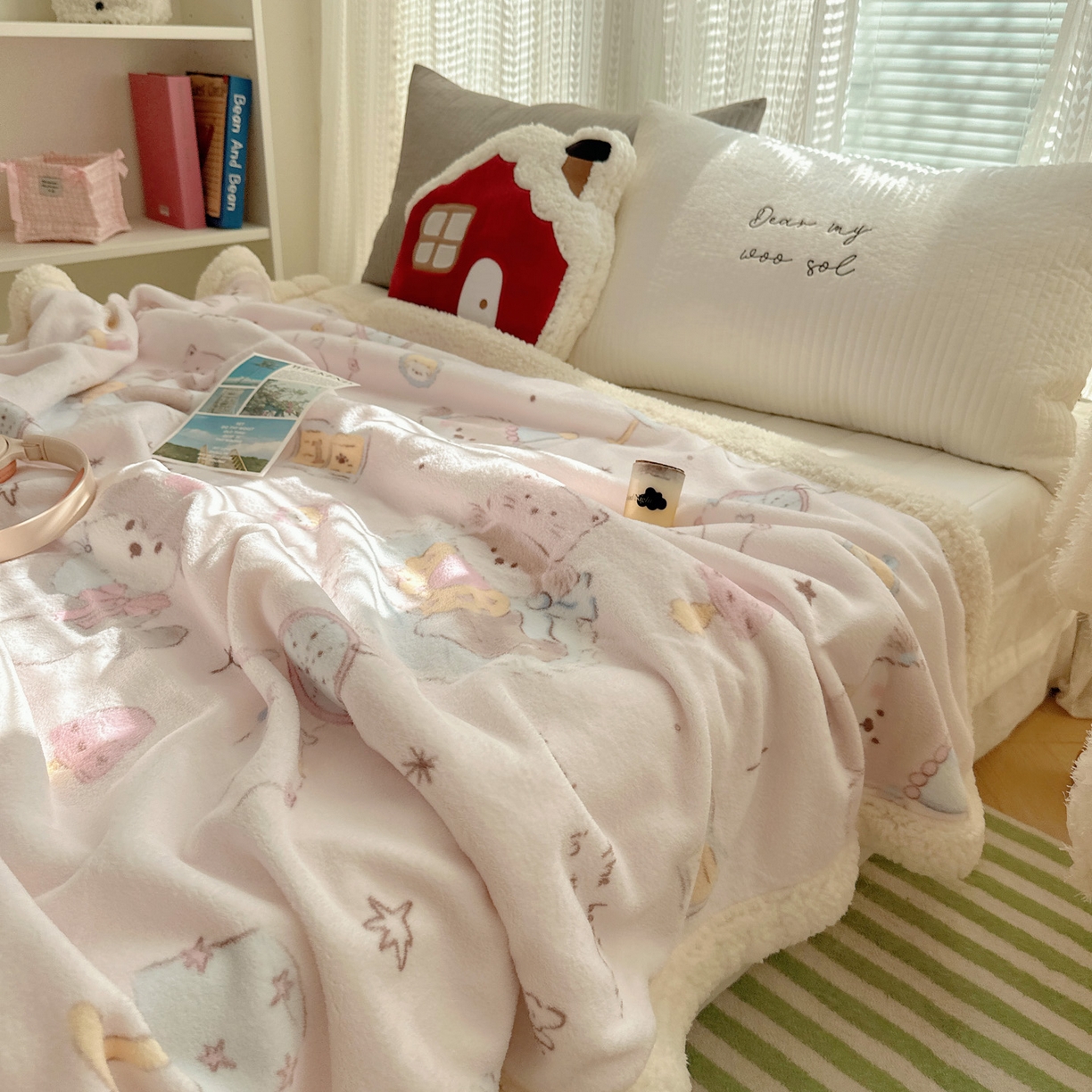 91家纺网 家纺一手货源 找家纺 六巷胡同 2025新款INS卡通A类牛奶绒羊羔绒毛毯毯子 卧室课本犬