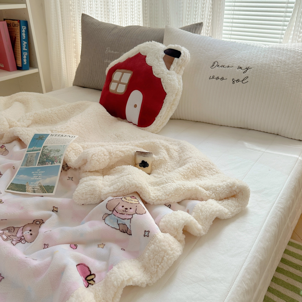 91家纺网 家纺一手货源 找家纺 六巷胡同 2025新款INS卡通A类牛奶绒羊羔绒毛毯毯子 星星宠物集