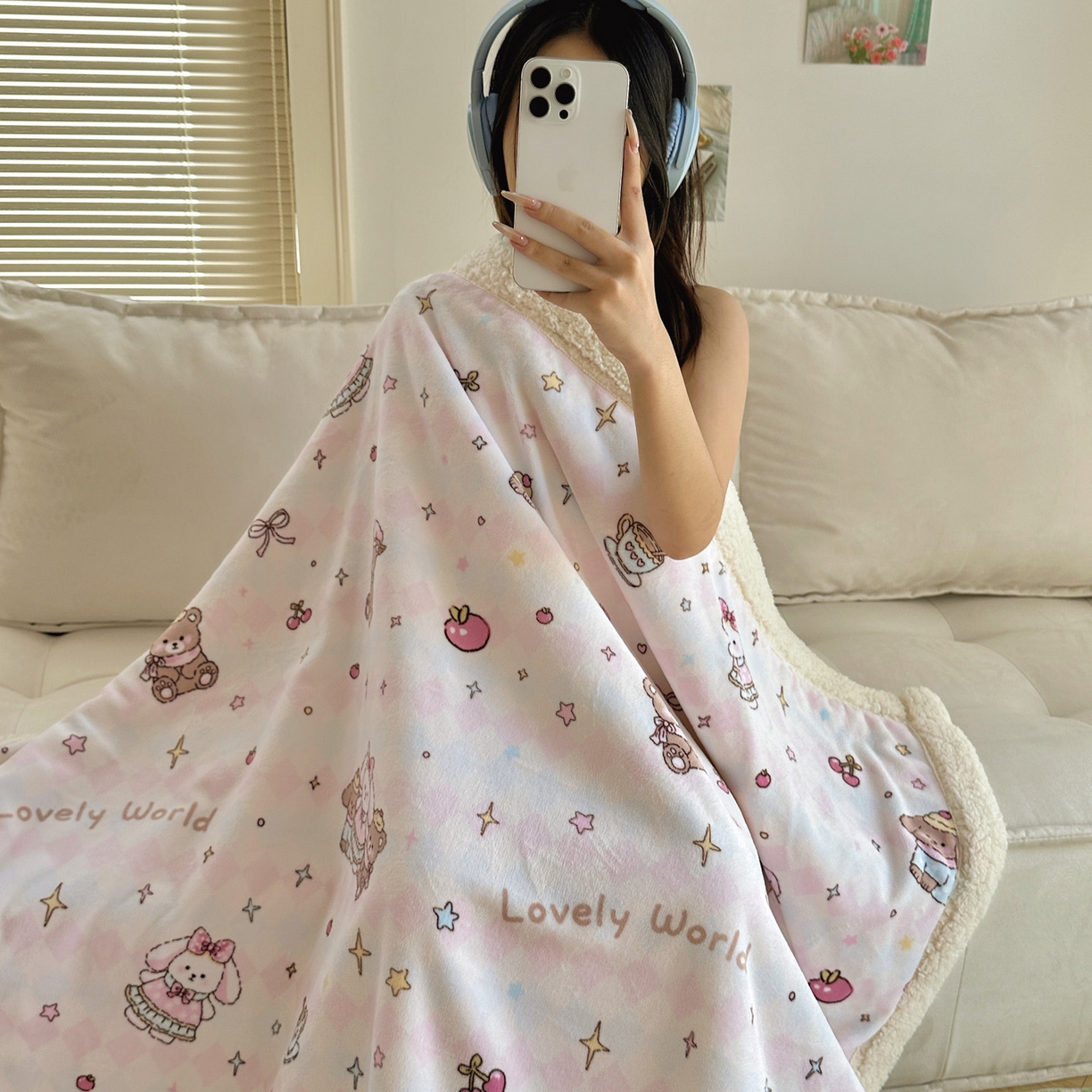 91家纺网 家纺一手货源 找家纺 六巷胡同 2025新款INS卡通A类牛奶绒羊羔绒毛毯毯子 星星宠物集