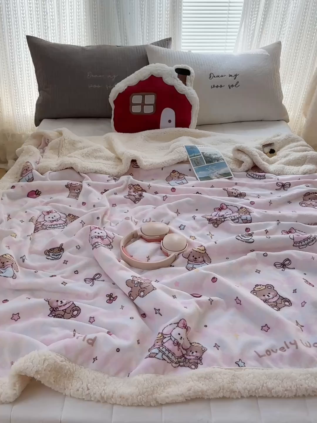 91家纺网 家纺一手货源 找家纺 六巷胡同 2025新款INS卡通A类牛奶绒羊羔绒毛毯毯子 星星宠物集