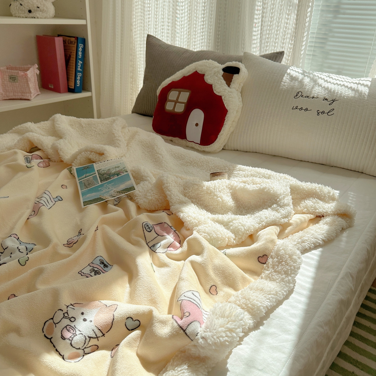 91家纺网 家纺一手货源 找家纺 六巷胡同 2025新款INS卡通A类牛奶绒羊羔绒毛毯毯子 周末宠物园