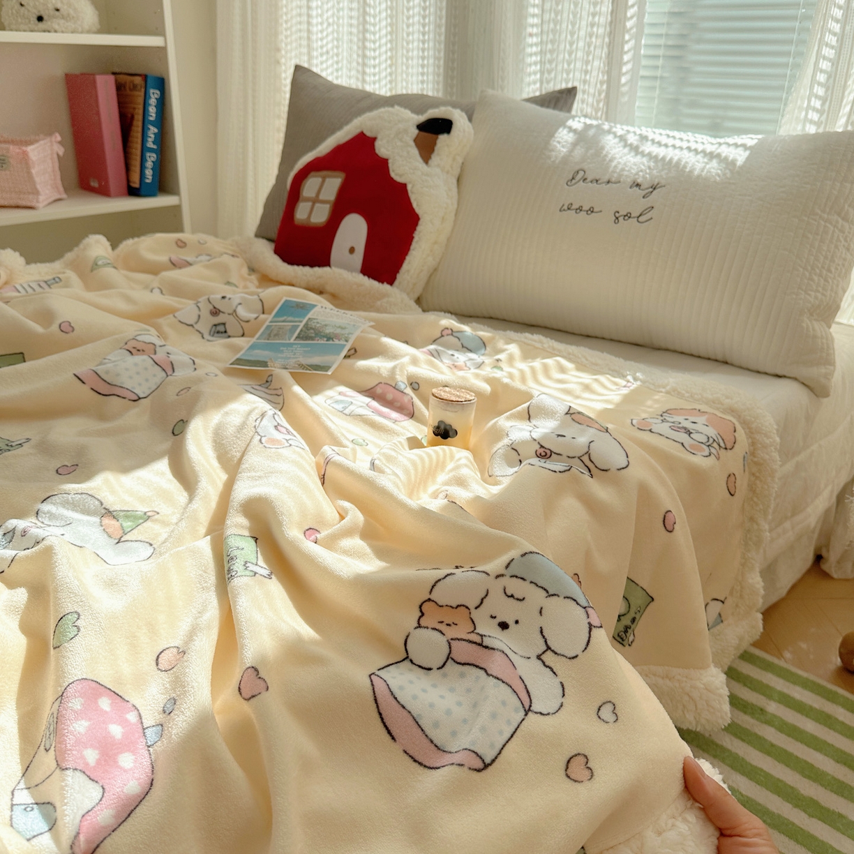 91家纺网 家纺一手货源 找家纺 六巷胡同 2025新款INS卡通A类牛奶绒羊羔绒毛毯毯子 周末宠物园