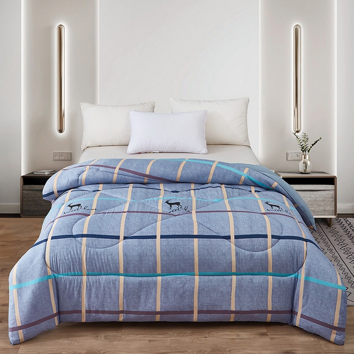 赢盛家纺 2025新款冬被被芯化纤被水洗棉学生宿舍被子 七彩条格