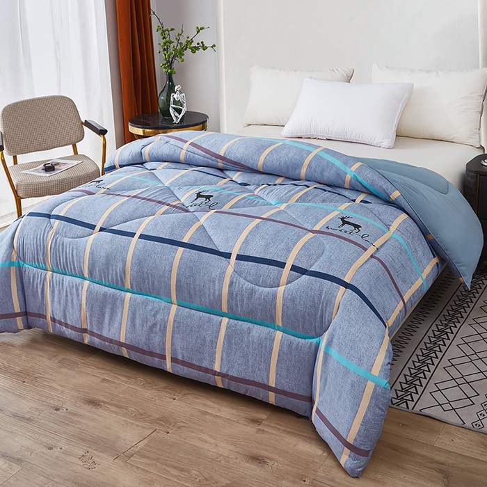 91家纺网 家纺一手货源 找家纺 赢盛家纺 2025新款冬被被芯化纤被水洗棉学生宿舍被子 七彩条格