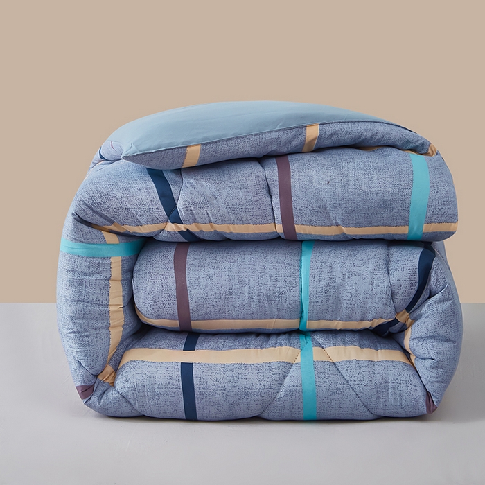 91家纺网 家纺一手货源 找家纺 赢盛家纺 2025新款冬被被芯化纤被水洗棉学生宿舍被子 七彩条格