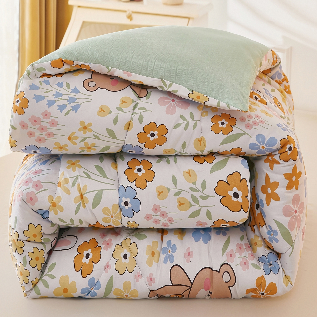 91家纺网 家纺一手货源 找家纺 赢盛家纺 2025新款冬被被芯化纤被水洗棉学生宿舍被子 情意正浓