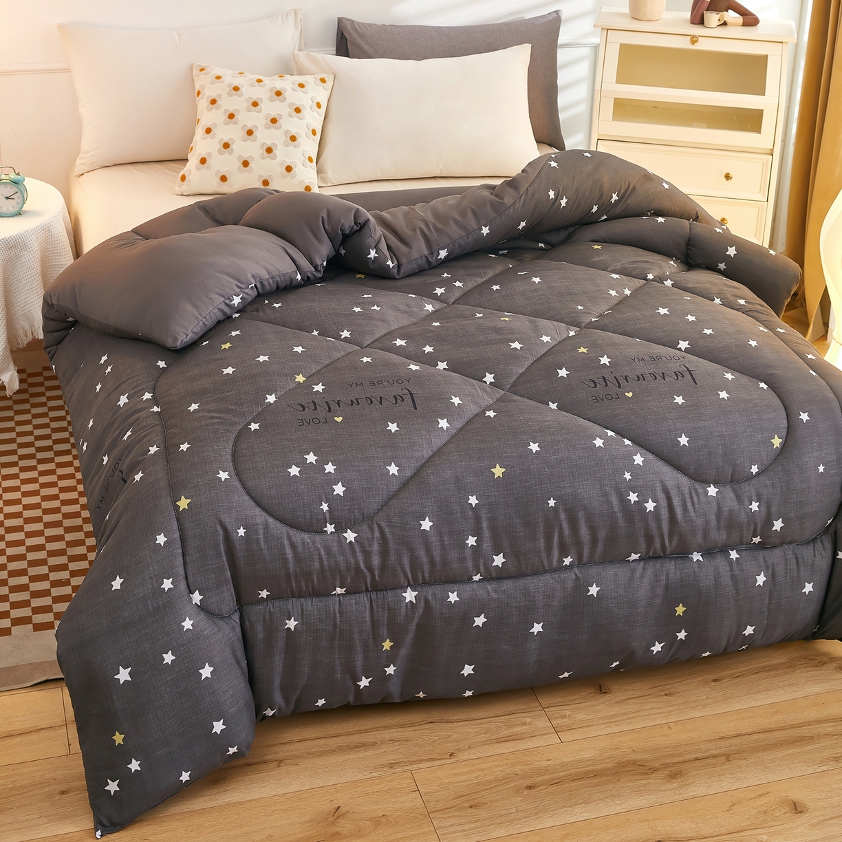 91家纺网 家纺一手货源 找家纺 赢盛家纺 2025新款冬被被芯化纤被水洗棉学生宿舍被子 愿望星空