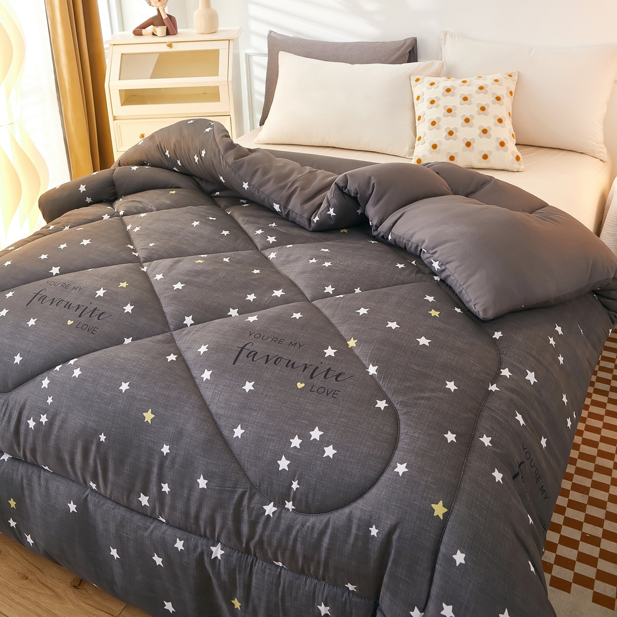 91家纺网 家纺一手货源 找家纺 赢盛家纺 2025新款冬被被芯化纤被水洗棉学生宿舍被子 愿望星空