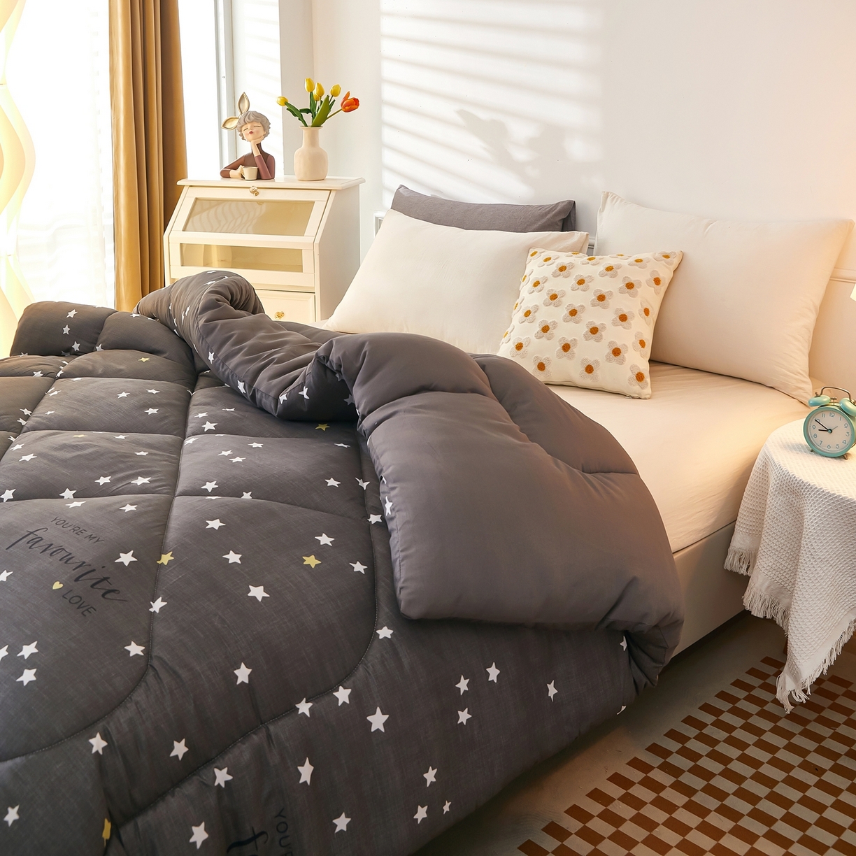 91家纺网 家纺一手货源 找家纺 赢盛家纺 2025新款冬被被芯化纤被水洗棉学生宿舍被子 愿望星空