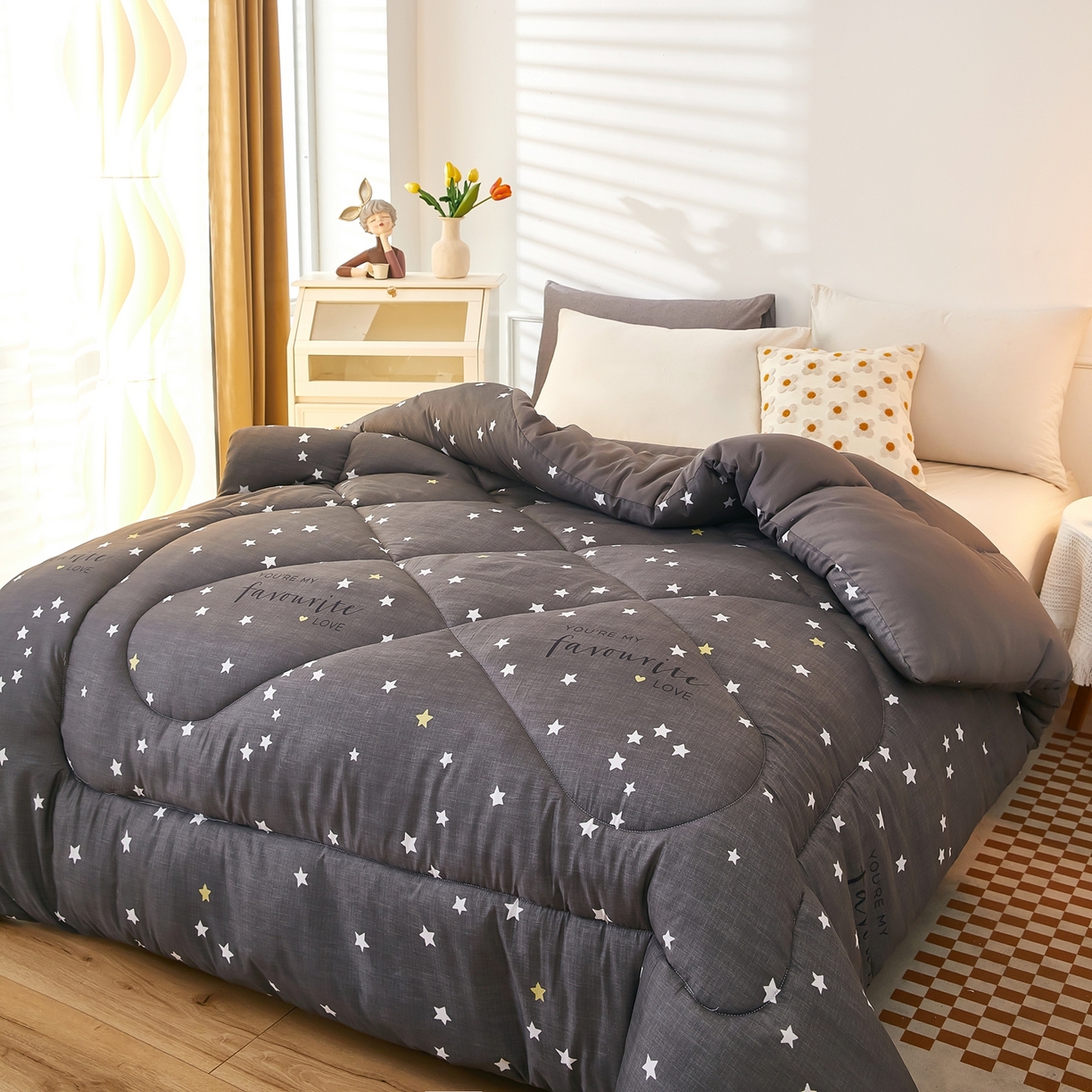 91家纺网 家纺一手货源 找家纺 赢盛家纺 2025新款冬被被芯化纤被水洗棉学生宿舍被子 愿望星空