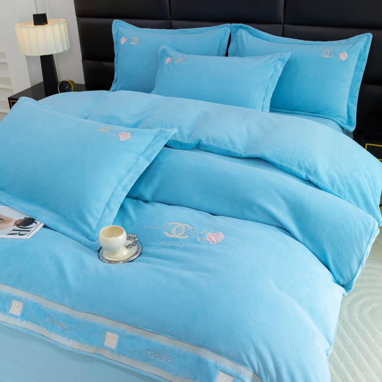 优姿家纺 2025新款75D全光慕丝绒保暖四件套-贵族生活 贵族生活-天兰