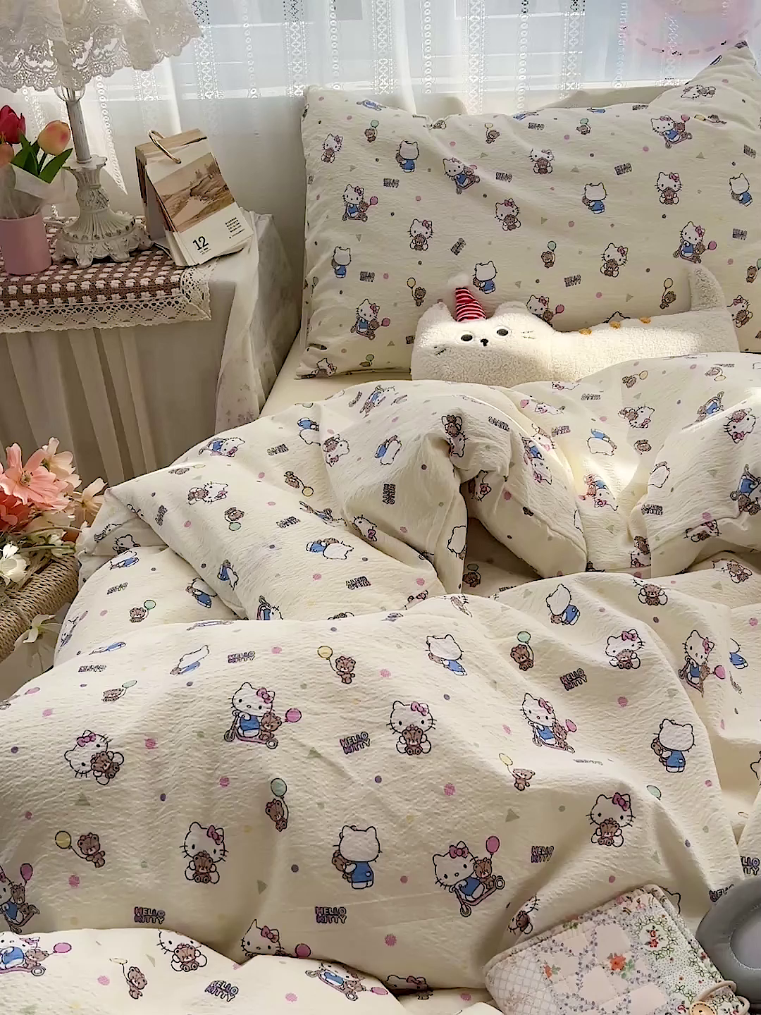 91家纺网 家纺一手货源 找家纺 （总）奈颜 2025新款三丽鸥爆款云感双层纱印花四件套学生宿舍三件套-含防伪吊牌-提供买家秀