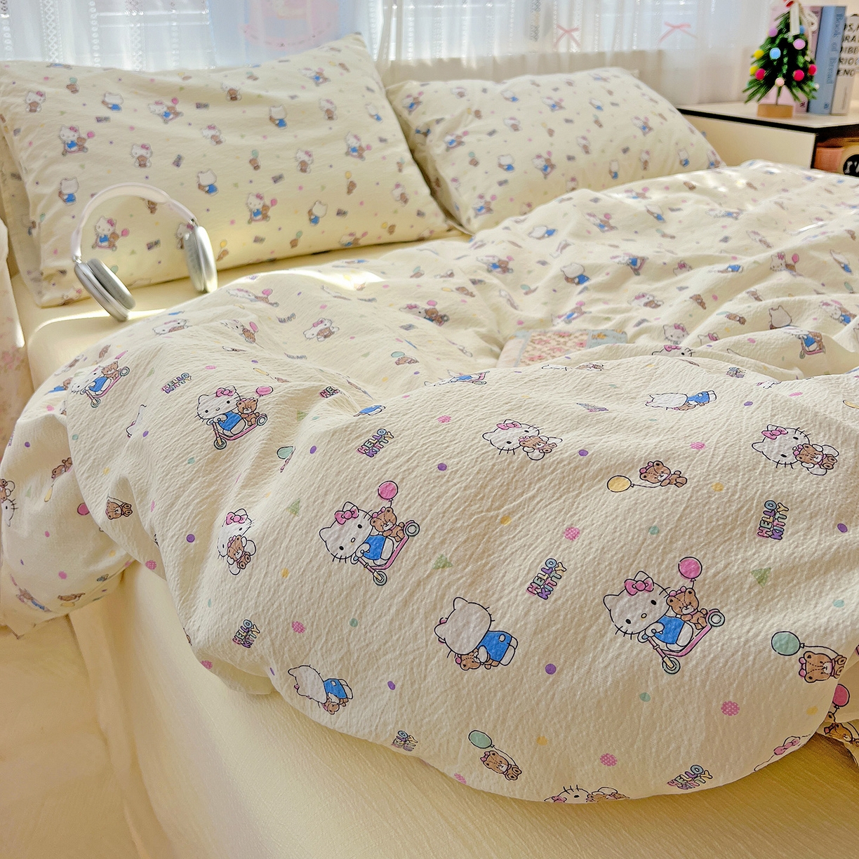 91家纺网 家纺一手货源 找家纺 （总）奈颜 2025新款三丽鸥爆款云感双层纱印花四件套学生宿舍三件套-含防伪吊牌-提供买家秀