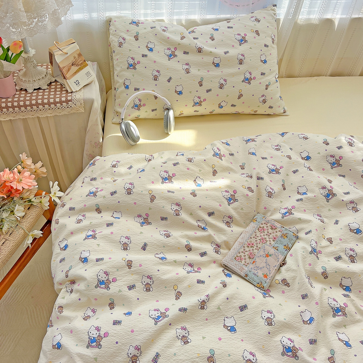 91家纺网 家纺一手货源 找家纺 （总）奈颜 2025新款三丽鸥爆款云感双层纱印花四件套学生宿舍三件套-含防伪吊牌-提供买家秀