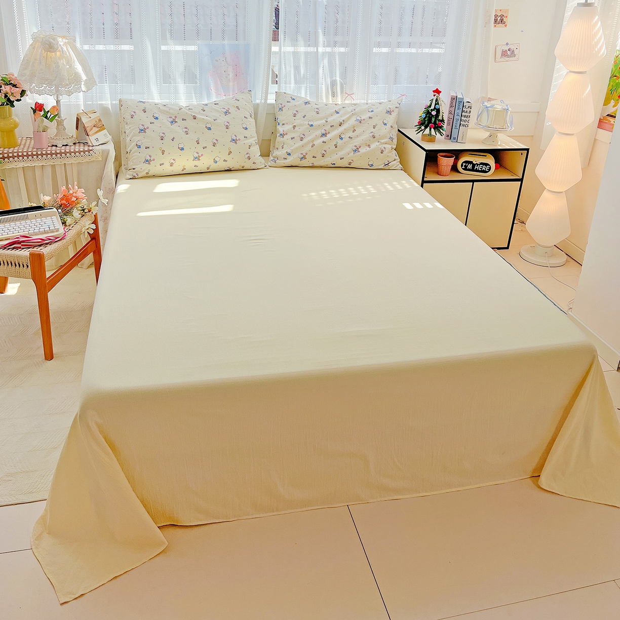 91家纺网 家纺一手货源 找家纺 奈颜 2025新款三丽鸥爆款云感双层纱印花四件套学生宿舍三件套-含防伪吊牌-提供买家秀 KT派对