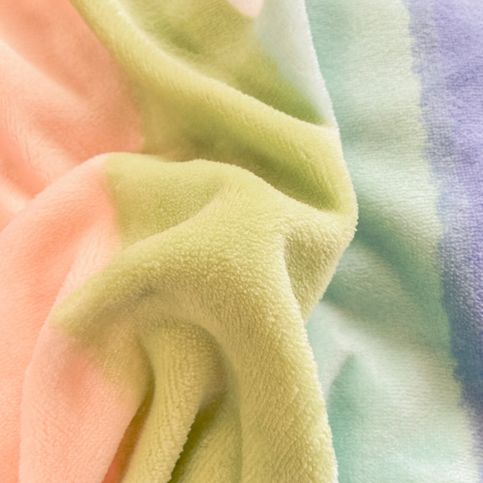 91家纺网 家纺一手货源 找家纺 518 高克重200g印花牛奶绒单被套（支持定制任意尺寸）彩虹条