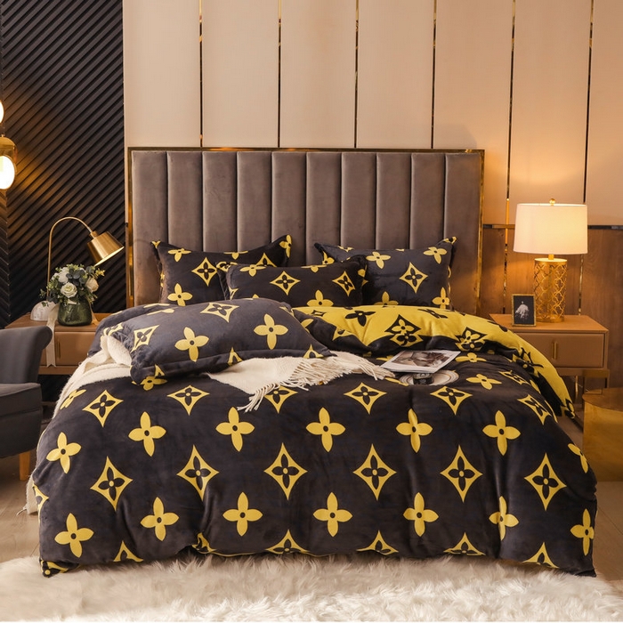 宝薇 2025新款加厚保暖简约风小版印花牛奶绒四件套 大咖