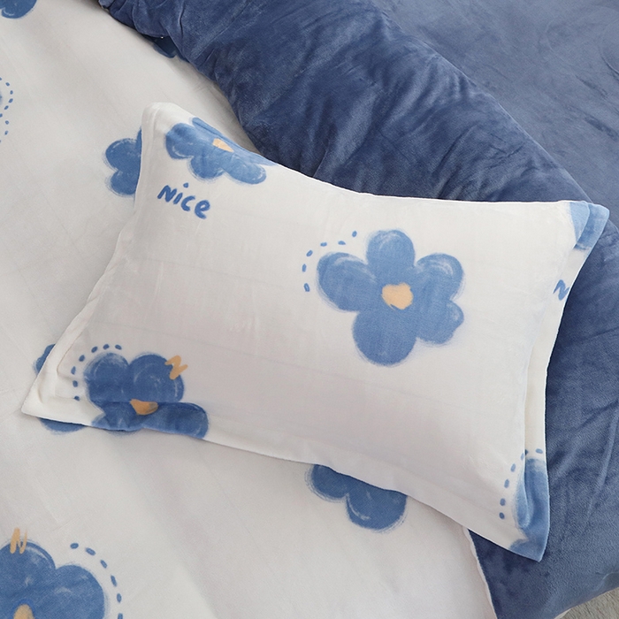 91家纺网 家纺一手货源 找家纺 宝薇 2025新款加厚保暖简约风小版印花牛奶绒四件套 花韵