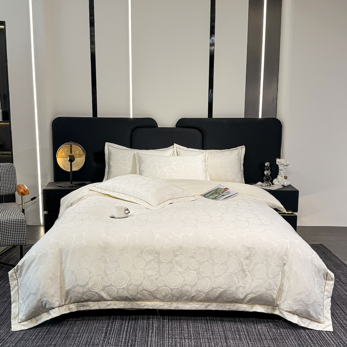 栩裕纺织 2025新款提花宋锦缎四件套 溶月白