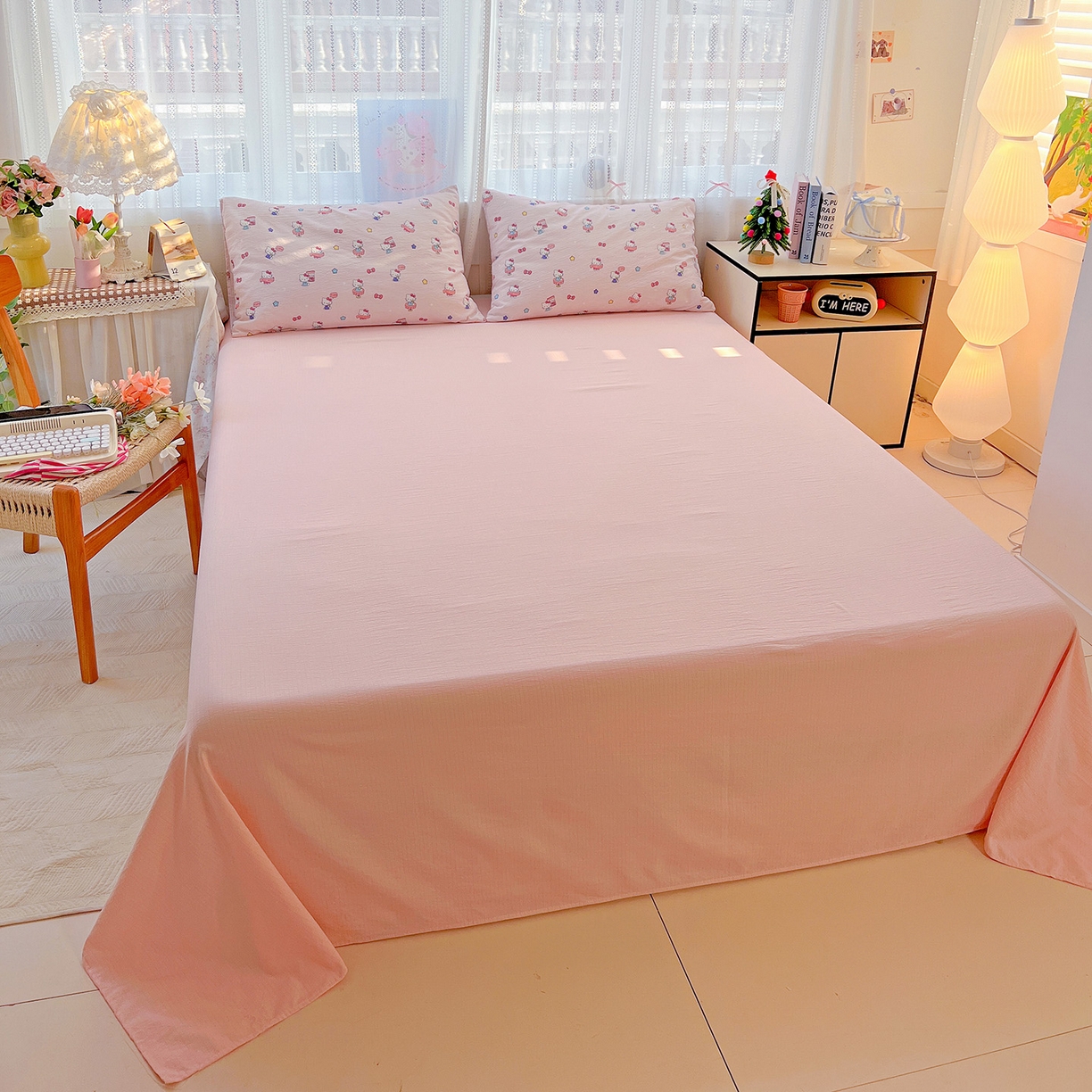 91家纺网 家纺一手货源 找家纺 奈颜 2025新款三丽鸥爆款云感双层纱印花四件套学生宿舍三件套-含防伪吊牌-提供买家秀 梦幻KT