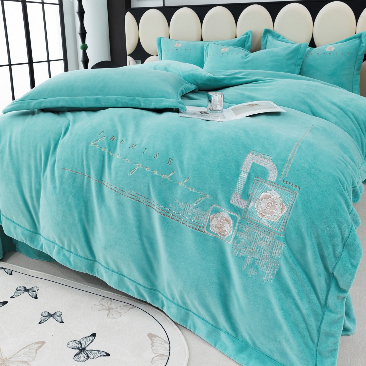 91家纺网 家纺一手货源 找家纺 优姿家纺 2025新款10斤牛奶绒宽边绣花保暖四件套-简单生活 简单生活-湖兰