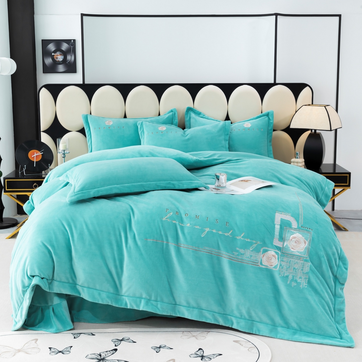 91家纺网 家纺一手货源 找家纺 优姿家纺 2025新款10斤牛奶绒宽边绣花保暖四件套-简单生活 简单生活-湖兰