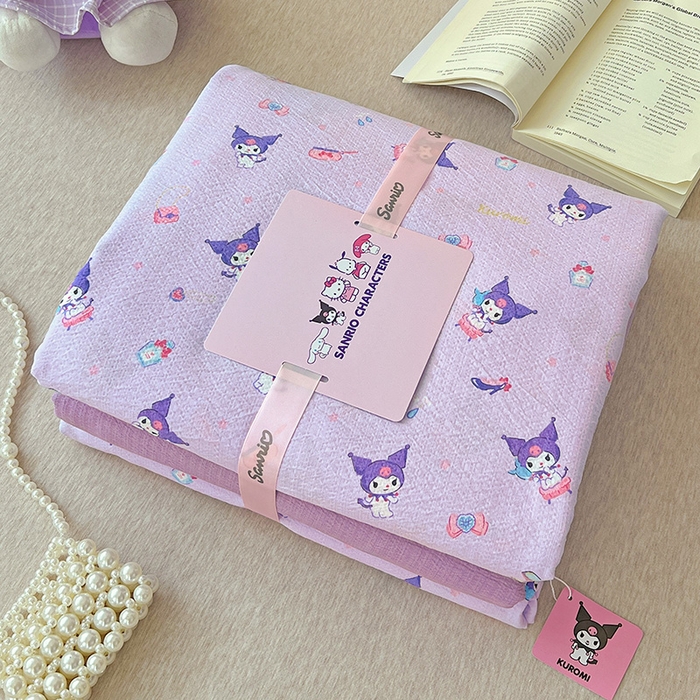 91家纺网 家纺一手货源 找家纺 （总）奈颜 2025新款三丽鸥爆款云感双层纱印花四件套学生宿舍三件套-含防伪吊牌-叠拍图