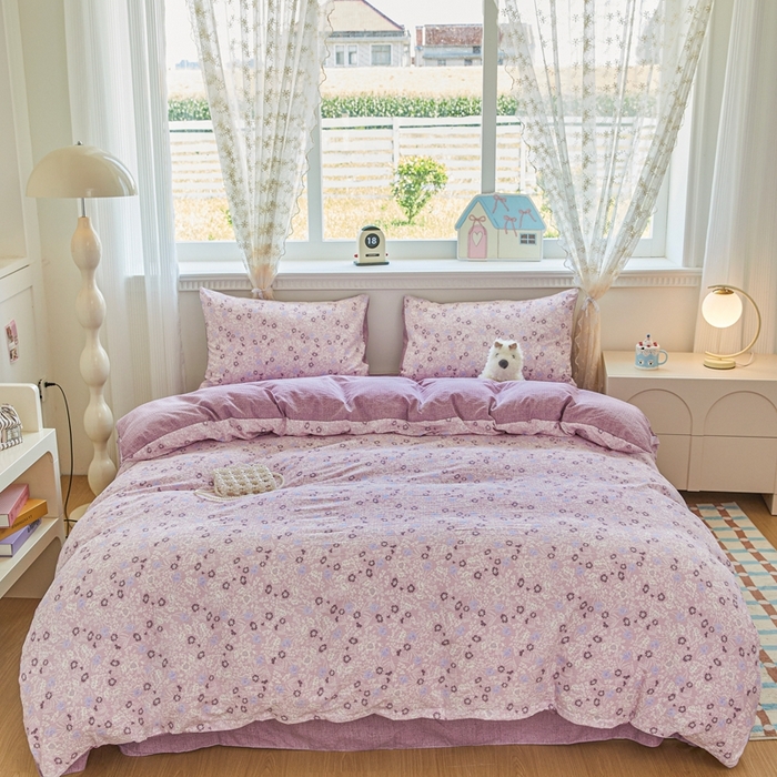 可思家纺 2025新款云感棉四件套 莉莉紫