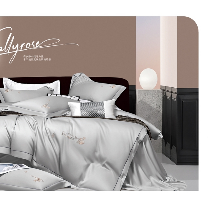 91家纺网 家纺一手货源 找家纺 （总）2025新款60s支贡缎长绒棉刺绣花四件套纯棉全棉100%棉轻奢风四件套