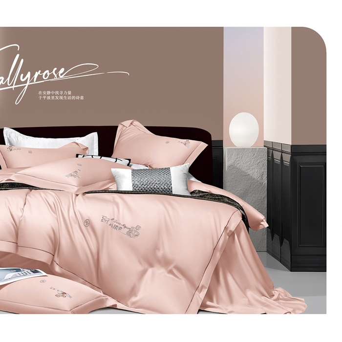 91家纺网 家纺一手货源 找家纺 （总）2025新款60s支贡缎长绒棉刺绣花四件套纯棉全棉100%棉轻奢风四件套