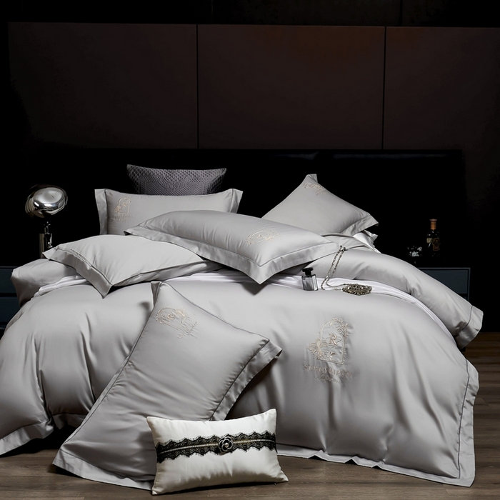 91家纺网 家纺一手货源 找家纺 U品汇 A类全棉色织水洗棉刺绣花四件套纯棉100%床单被套 莫丽-粉玉