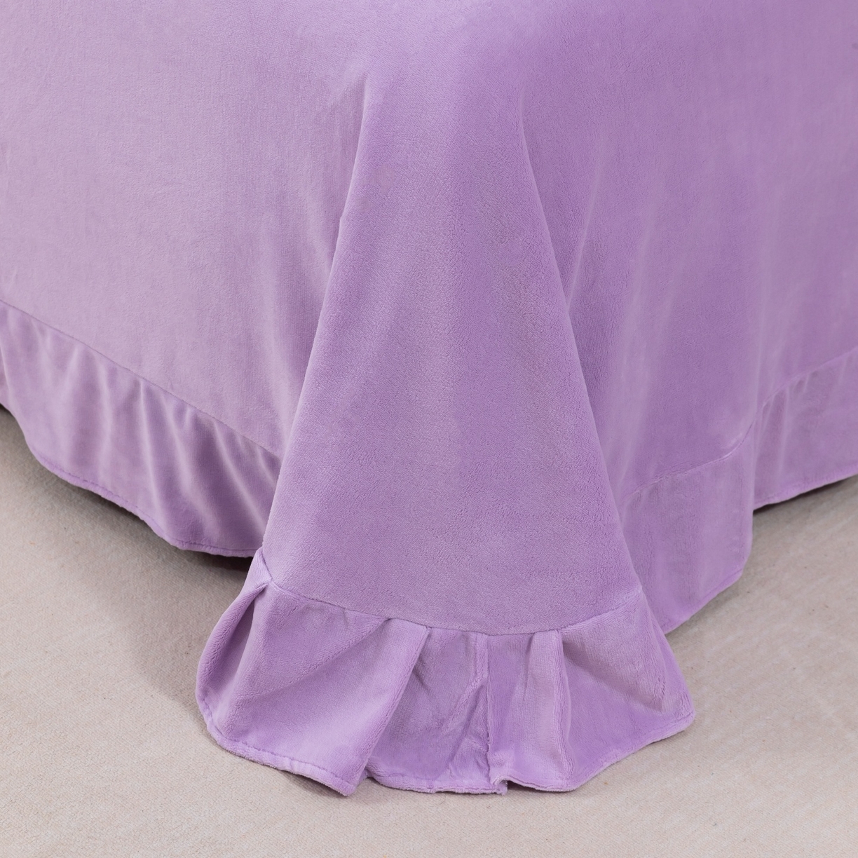 91家纺网 家纺一手货源 找家纺 优姿家纺 2025新款10斤牛奶绒宽边绣花保暖四件套-蝴蝶心语 蝴蝶心语-千代紫