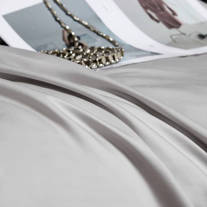 91家纺网 家纺一手货源 找家纺 2025新款60s支贡缎长绒棉刺绣花四件套纯棉全棉100%棉轻奢风四件套 艾尚-高级灰