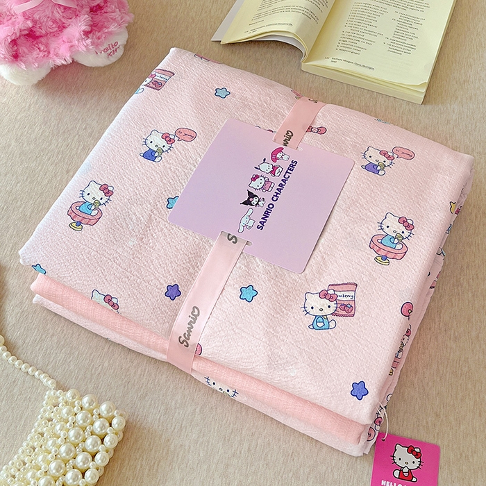 奈颜 2025新款三丽鸥爆款云感双层纱印花四件套学生宿舍三件套-含防伪吊牌-叠拍图 梦幻KT