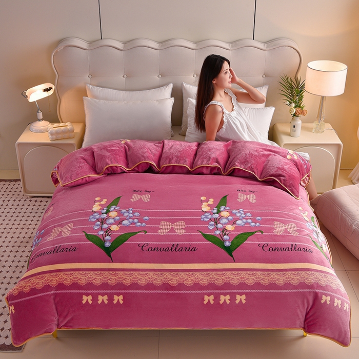 91家纺网 家纺一手货源 找家纺 （总）佳一 2025新款高克重印花牛奶绒单被套直播爆款电商爆款