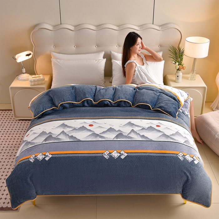 91家纺网 家纺一手货源 找家纺 （总）佳一 2025新款高克重印花牛奶绒单被套直播爆款电商爆款