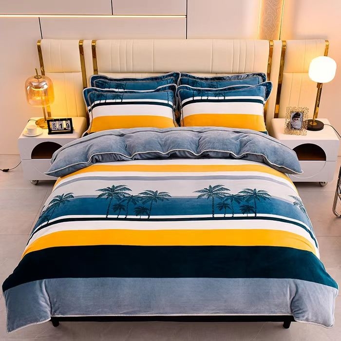 91家纺网 家纺一手货源 找家纺 （总）佳一 2025新款高克重印花牛奶绒单被套直播爆款电商爆款