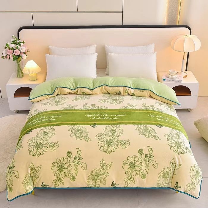 91家纺网 家纺一手货源 找家纺 （总）佳一 2025新款高克重印花牛奶绒单被套直播爆款电商爆款