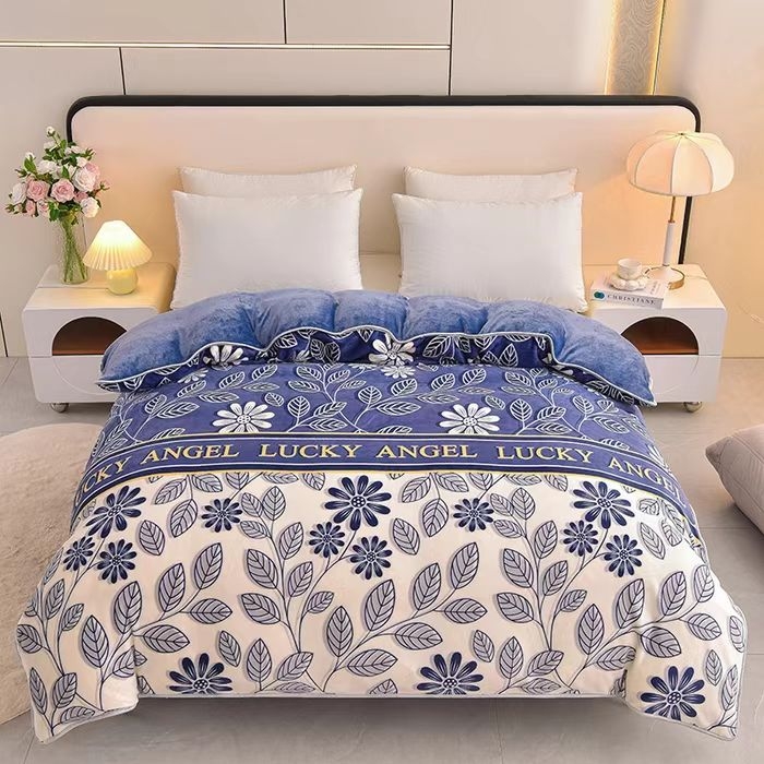 91家纺网 家纺一手货源 找家纺 （总）佳一 2025新款高克重印花牛奶绒单被套直播爆款电商爆款